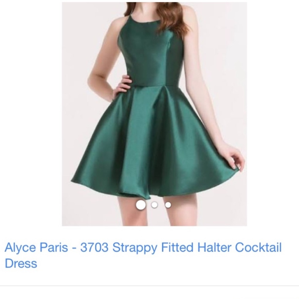 Alyce Paris green cocktail dress strappy halter sz 14 NWT Mikado Skater